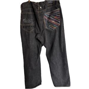 Coogi Men Jean Black Sz 42/35 Embroidered Grunge Goth Skater Punkcore Gothrock
